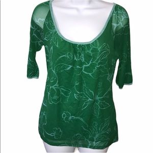 🔥Liz Claiborne Axcess Green Blue Floral Top - S